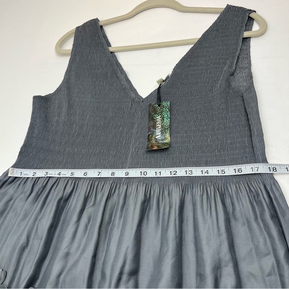 Alquema Grey Gray Dress V-neck Crinkle Pleat Size‎ 2 US Womens Size 12 - 14 NEW - Picture 14 of 16